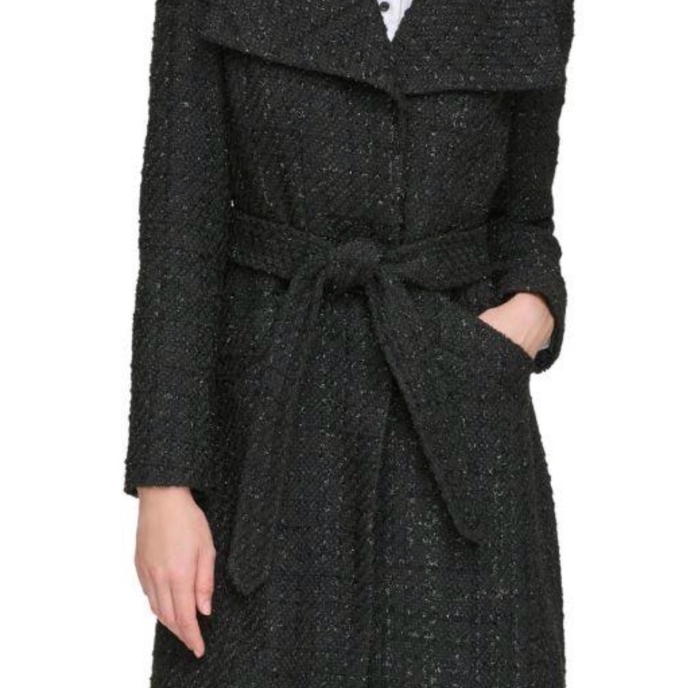 Elegant Black Tweed Coat